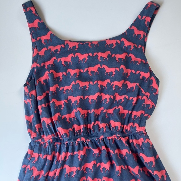 Anorak Horses Print Jersey Midi Dress Blue Pink Size 6 - Picture 5 of 11